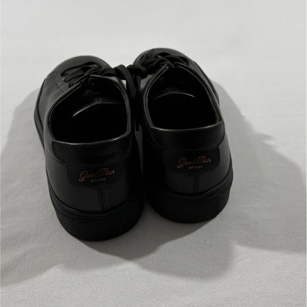 Good Man Edge Lo Top Sneaker Black Nappa Leather Mono Italy Mens Shoes Sz 7